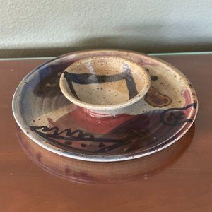 Art Studio Pottery Chip Salsa Plate- Signed by the Artist
